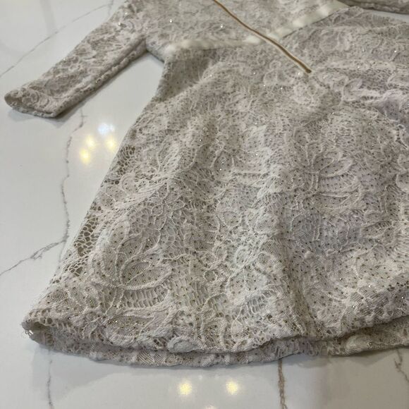 Little Angels Cream A-line Dress with Cuffed Long Sleeves - Picture 11 of 15